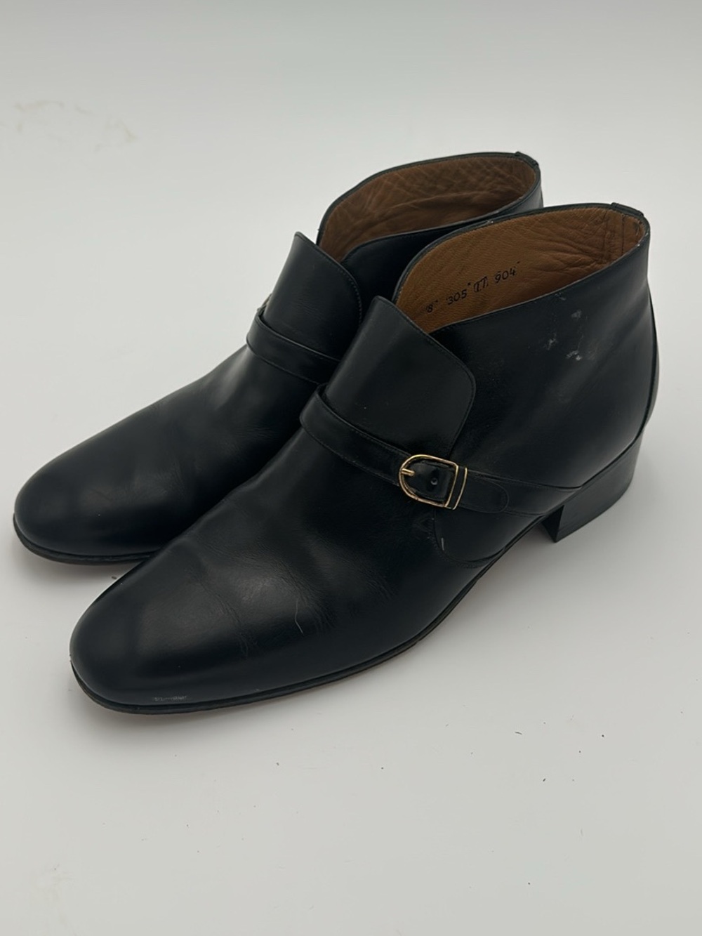 Jean Pierre Black Leather Chukka Boots with Side Buckle Detail
